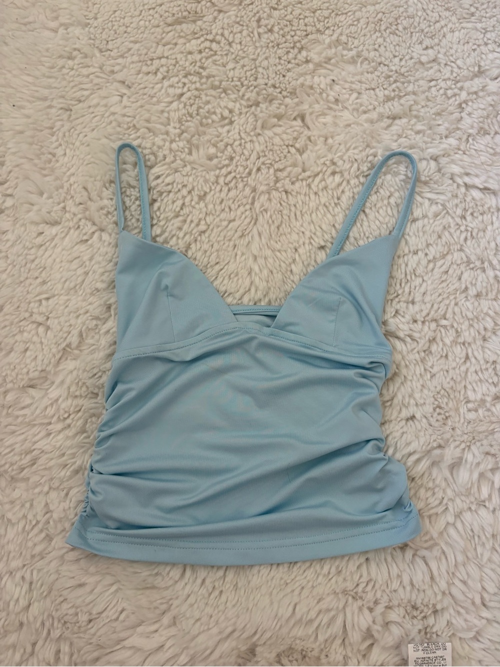 Light Blue Women's Tankini Top with Adjustable Straps
